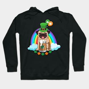 Cute Pug Drinking Beer Rainbow Patrick's Day Hoodie